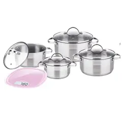 LAMART - Combo Bateria 8pz de cocina con Gramera Digital Sencor