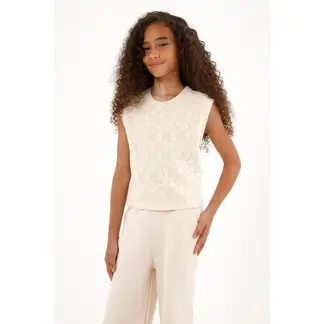 TENNIS - Camiseta crudo con diseño tejido en delantero para niña