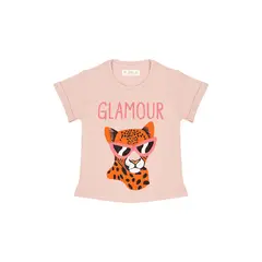 TENNIS - Camiseta rosada con estampado de leopardo para niña