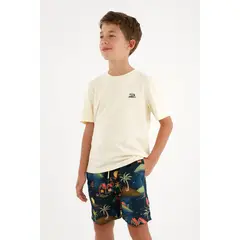 TENNIS - Camiseta amarilla básica con estampado de pizza para niño