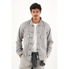 TENNIS - Chaqueta gris con bolsillos de tapa para hombre