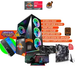AMD - PC Gamer Ryzen 5 5500/RX 6600 8GB/ 24GB RAM/ 512GB/ B550 WIFI / 650W Bronze