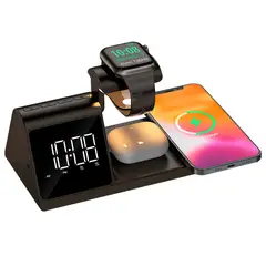 MAXELL - Cargador Inalám 5 En 1 Con Reloj Qiac315 Usb A - Usbc