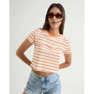 SEVEN SEVEN - Camiseta A Rayas Para Mujer Naranja