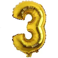 GENERICO - GLOBO METALIZADO NUMERO 3 DORADO 16"