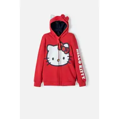 HELLO KITTY - Buzo de rojo y azul con capuchaabierto para niña