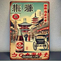 GENERICO - Aviso Metal Vintage Calle Japonesa Y Soda Antiguo Usa