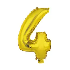 GENERICO - GLOBO METALIZADO NUMERO 4 DORADO 16"