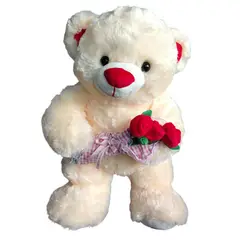 GENERICO - Peluche Osito con Rosas Color Beige