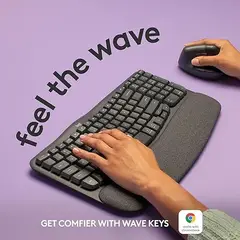 LOGITECH - Teclado Ergonómico Inalámbrico Wave Keys, Bluetooth