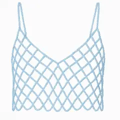 AUTORA BY MEIF RUBIO - Top Azul baby blue con cristales brillantes- Bodychain para festivales