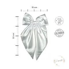 GENERICO - Moño Coquette en satín premium licrado color Blanco