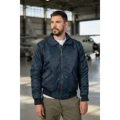 ALMA DE AVIADOR - Chaqueta Super Nylon Cuello Camisero Hombre Azul Osc
