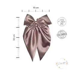 GENERICO - Moño Coquette en satín premium licrado color Oro Rosa