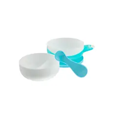 GENERICO - SET PLATO ADHERIBLE Y CUCHARA SILICONA FARLIN AZUL