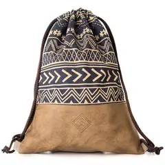 GENERICO - Tula Morral En Dril Y Cuero Vegano Portatil 9 Litros