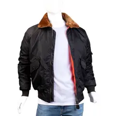 ALMA DE AVIADOR - Chaqueta Bomber Cuello Ovejo Hombre Negro