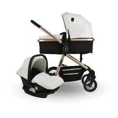 PREMIUM BABY - Coche Para Bebé Moises de Lujo Abby 3 en 1 Blanco