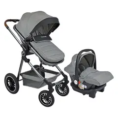 PREMIUM BABY - Coche Para Bebé Moises de Lujo Abby 3 en 1 Gris