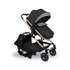 PREMIUM BABY - Coche Para Bebé Moises de Lujo Abby 3 en 1 Negro