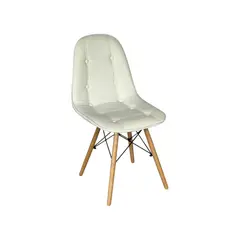 GENERICO - Silla Contemporánea de Eco Cuero con Base de Madera COLO BLANCO