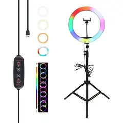 GENERICO - Aro De Luz Rgb Con Tripode 33cm Nuevo