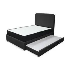 GENERICO - Combo Cama Tarima Nido Comfort 140 Doble Negro mas Espaldar