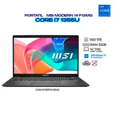 MSI - PORTATIL MODERN F13MG INTEL CORE I7 1355U - RAM 32GB DDR4 - SSD 1TB NMVE - IPS FHD