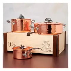 RUFFONI - Batería de Cocina de 6 piezas de Cobre interior Acero Inox.