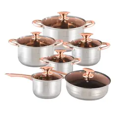 GENERICO - Juego De Ollas 12 Pzas Acero Inoxidable Cocina Para Inducción kv-6618