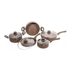 SCHAFFHAUSEN - Batería De Ollas 9 Piezas Antiadherentes Beige
