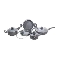 SCHAFFHAUSEN - Batería De Ollas 9 Piezas Antiadherentes Gris