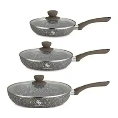 SCHAFFHAUSEN - Set 3 Sartenes Antiadherentes Mármol Gris
