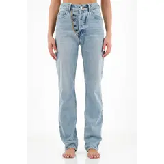 TENNIS - Jean con botones expuestos azul para mujer
