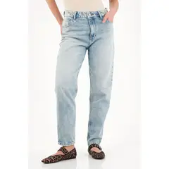 TENNIS - Jean Mom tiro alto azul para mujer