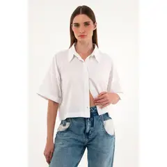 TENNIS - Camisa blanca cuello clásico para mujer