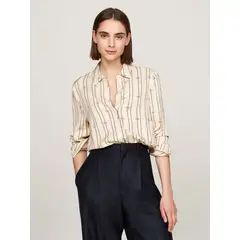 TOMMY HILFIGER - Camisa Blanco De Rayas Estilo Cuerda WW0WW43064-0F5