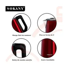 SOKANY - Hervidor Eléctrico Acero Inoxidable 25l Apagado Automático Color Rojo