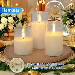 GENERAL - Conjunto de 3 Velas LED Temporizador Remoto decoracion de lujo blancas