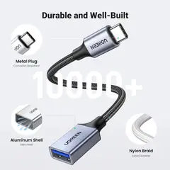 UGREEN - Adaptador Usb C A Usb 3.0 10gbps Trenzado Gris