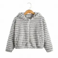 100 - Chaqueta teddy de rayas con bolsillos