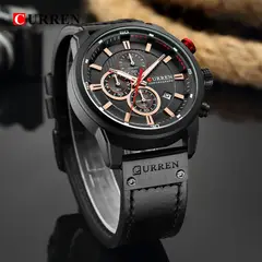 CURREN - RELOJ ORIGINAL CUERO CRONOGRAFO M8291 NEGRO