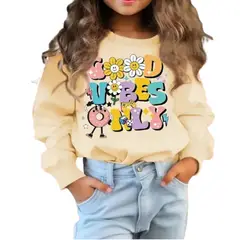 100 - Sueter Beige niña Estampado Good Vibes Only