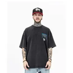 VANN - Camiseta para Hombre En Algodón Rhude T-shirt Negro