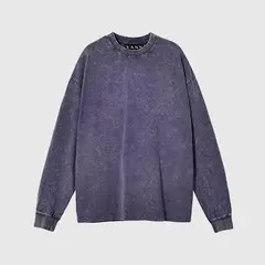 VANN - Camiseta Manga Larga En Algodón Crewneck Distressed Morado