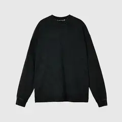 VANN - Camiseta Manga Larga En Algodón Crewneck Distressed Negro