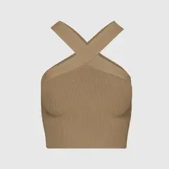 VANN - Top Para Mujer Halter Crop Top Beige