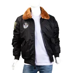 ALMA DE AVIADOR - Chaqueta Nylon Cuello Ovejo Hércules Negro