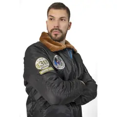 ALMA DE AVIADOR - Chaqueta Nylon Cuello Ovejo Hércules Negro
