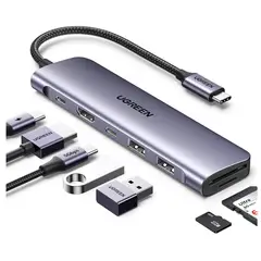UGREEN - Adaptador HUB USB-C 7 en 1 USB 3.0 SD/TF HDMI 4k30hz PD 100w